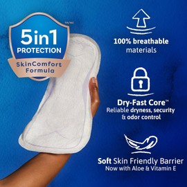 TENA Sensitive Care Incontinence Pads, Bladder Control & Postpartum for Women, Overnight Absorbency, Extra Coverage, 90 Count