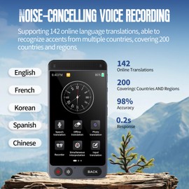 2025 Language Translator Device, Support 142 Languages and Accents, Two Way Real-Time Voice Translation, Online/Offline/AI/Voice/Photo Translation for Travel, Learning and Business, 2000mA