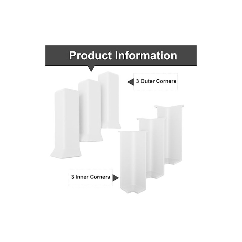 COUKIU Self Adhesive Baseboard Corner Blocks, 4inch(Width)3 Inside + 3