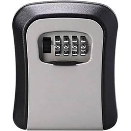 Weiliya for Indoor Outdoor (BlackSilver)4 Digit Combination Lock Box, Key Safe Box with Shackle, Weatherproof Key Storage Lock Box, 5 Keys Capacity, YAOSHIMIMASUO12