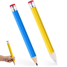 PEUTIER 2pcs Big Pencils, 13.3 Inch Wooden Jumbo Pencils Funny Giant Pencil Novelty Large Pencil Wooden Pencils for Crafts School Home Office Party Props (Yellow, Blue)