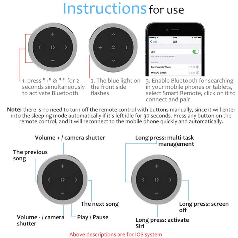 Polarlander Car Wireless Bluetooth Remote Controller Phone Car Kit Steering
