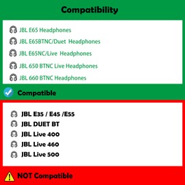 Professional JBL650 Headphone Earpads Headset Replacement Ear Pads Compatible with JBL E65 E65BTNC/Duet NC/Live 650 BTNC Live 660 BTNC Headphones