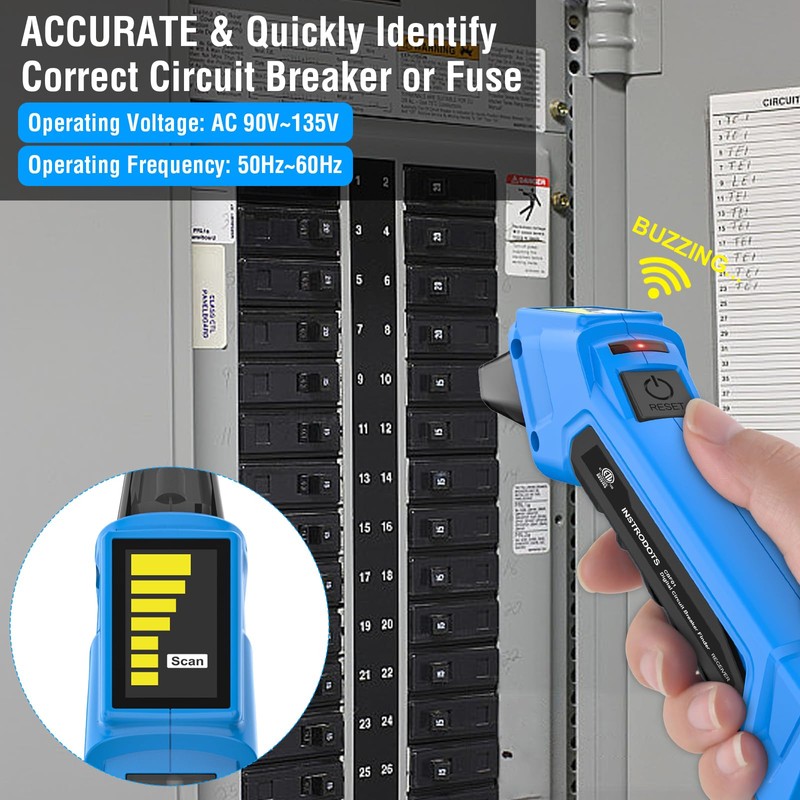 INSTRODOTS Circuit Breaker Finder, Digital Breaker Finder with GFCI Outlet