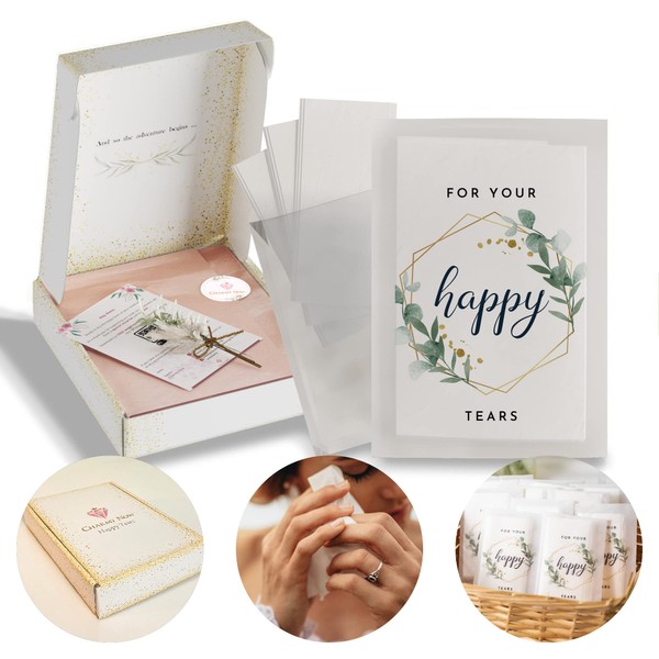 CHARMY NOW Wedding Tissues Packs for Guests with Floral Design (40pcs) - Ultra Soft Frosted Paper Mini Tissues for Your Happy Tears Tissue Packs for Wedding - Mint To be Wedding Favors for Guests