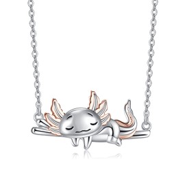 Axolotl Necklace for Women Cute 925 Sterling Silver Axolotl Necklace Gifts Animal Pendant Mexican Axolotls Jewelry Gift