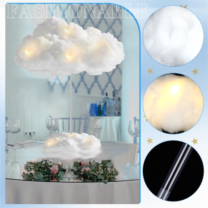 6 Set Artificial 3D Cloud LED Light Decor Baby Shower