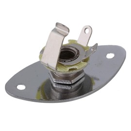 Emptty Chrome Thick Oval Dented Electric Guitar Output Jack Plate Socket, Metal 1/4" Oval Guitar Input Jack Output Plate Jackplate Socket for Electric Guitar Replacement Parts
