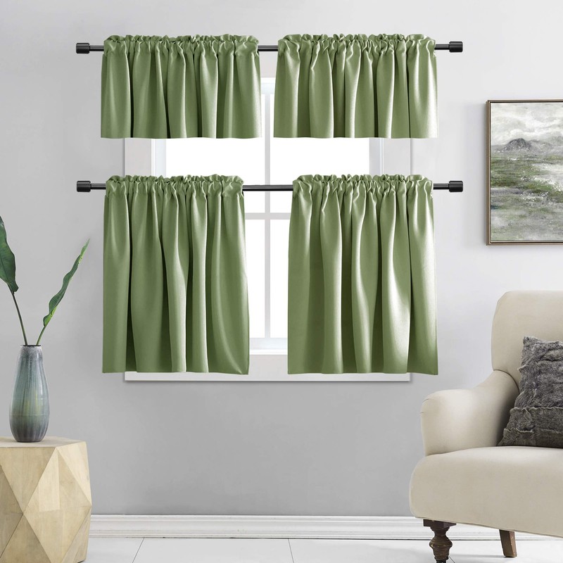 DONREN 2 Panels Blackout Half Curtains for Small Windows -