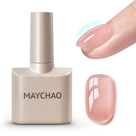 MAYCHAO 7-in-ONE Clear Pink Builder Nail Gel, 15ML Builder Base Strengthening Gel UV/LED Building Nail Gel in a Bottle for Nail Repair Nail Strengthen Hard Gel Builder Nail Extension Gel Builder