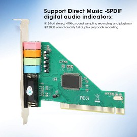 Yanmis CMI HT8738 Chip Sound Card, PCI 4.1 Channel Surround Card, 120 DB SNR with 3D Sound Effects, DirectSound 3D and A3D Compatible, Supports SPDIF 24 Bit, Opt Input Output