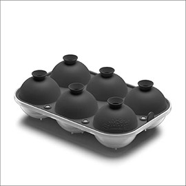 Samuelworld - Máquina para hacer bolas de hielo grandes con tapa, 6 bolas de hielo de 2.5 pulgadas, grado alimenticio, bandeja redonda de silicona fácil de llenar, esferas perfectas para hacer hielo