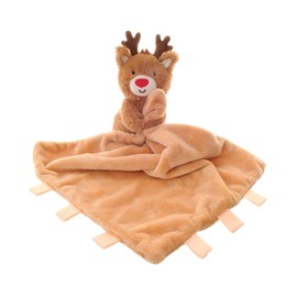 Ziggle Baby Comforter for Newborns | Soft Reindeer Baby Plush Blanket Toy | Newborn Essentials and Reindeer Blanket Gift | New Baby Boy or Girl Gift Idea | Eco Friendly | 30x30cm