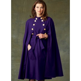 Vogue Patterns V9288ZZ0 Outerwear Misses' Cape with Stand Collar, Pockets, and Belt, L-x-Large-Xx-Large, Red
