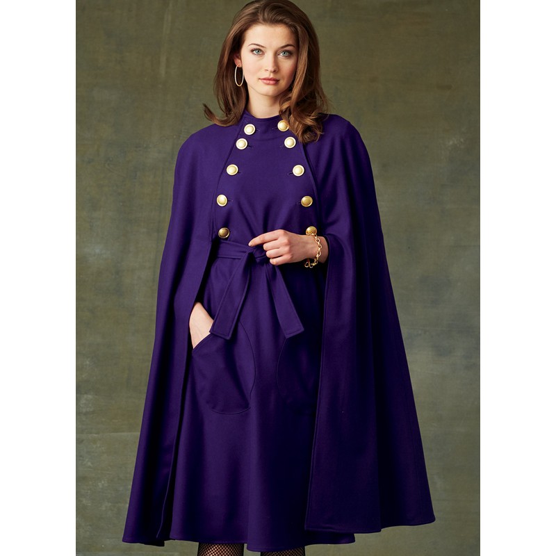 Vogue Patterns V9288ZZ0 Outerwear Misses' Cape with Stand Collar, Pockets,