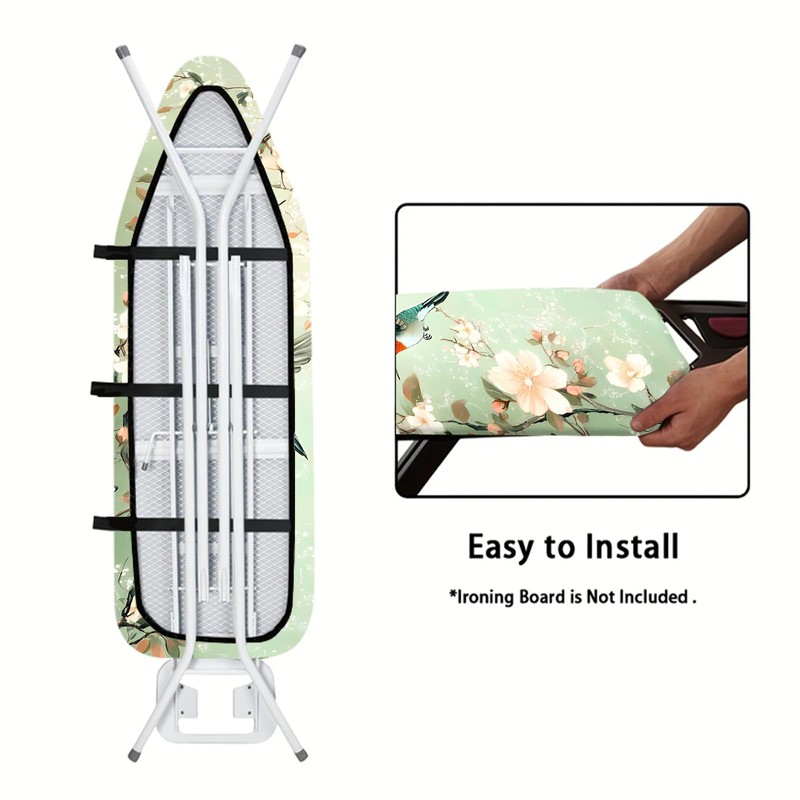 Nuxovilar Light Green Background with Hummingbirds & Cherry Blossoms Ironing