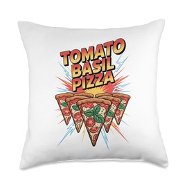 90s Vintage Tomato Basil Pizza Slice Fast Food Pizzas Throw Pillow
