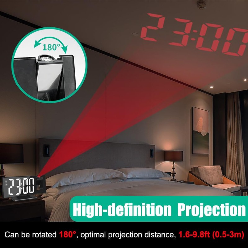 MiOYOOW Alarm Clock, Bedroom Alarms, 3-Level Brightness, Small Digital Clock
