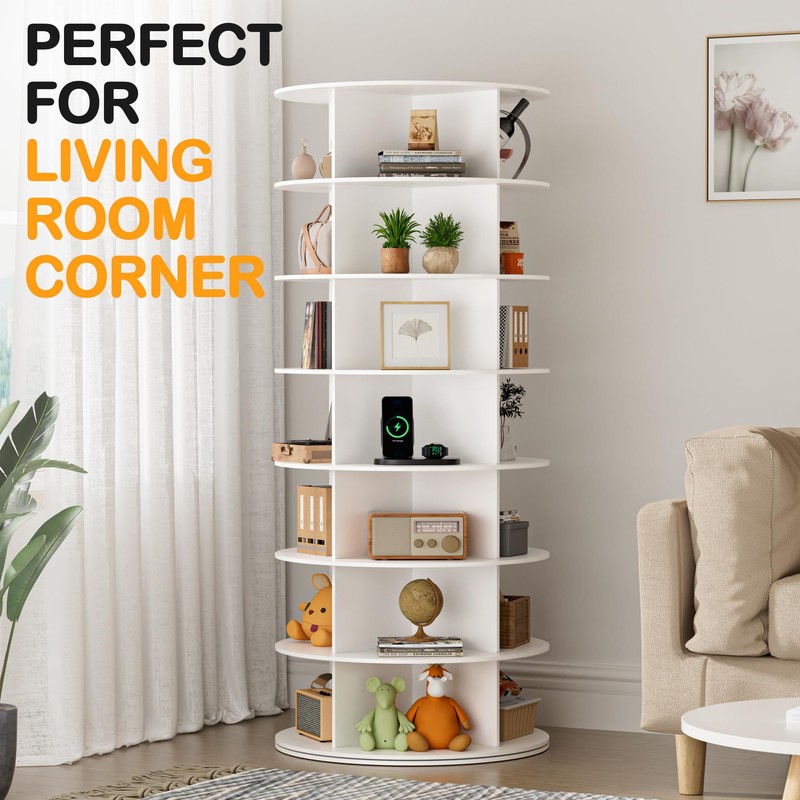 MAGIC UNION Rotating Shoe Rack Tower 7 Tier Organizer, Vertical