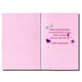 Age 8 Girl Birthday Card - 8th Birthday Unicorn with Glitter 7.75" x 5.25"