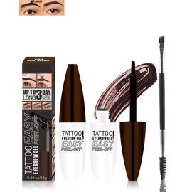 Gray Brown Peel Off Eyebrow Tinting Gel Kit,2Pcs Peel Off Tinted Brow Waterproof Long-lasting,Transfer-proof Tattoo Eye Brow Last Up to 3 Days Easy Peeloff Brows Makeup Gift Fuller&Defined Looking-02