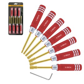 Craznick Hex Nut Driver Set - RC Car Tool Kit 2.0mm 2.5mm 3.0mm 3.5mm 4.0mm 4.5mm 5.0mm Hexagonal Head Nut Screwdriver for Axial SCX24 Wheel Fixing RC Models Car Boat Helicopter 7Pcs Red