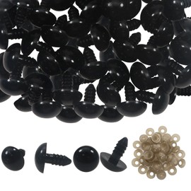 TOAOB 50 pcs Plastic Safety Eyes Black Craft Eyes Doll Eyes with Washers 16mm for Soft Doll Making DIY Craft Plush Animal