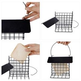 winemana winemana Outdoor Wild Bird Feeder, Black Small Hanging with Metal, Rainproof Squirrel-Proof, Single Suet Cake Style for Outside Office