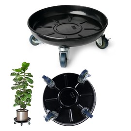 Tadpolebaby Heavy-Duty Plant Caddy with Wheels 12 Inch, 360° Lockable Caster,Outdoor Rolling Plant Dolly That is Not Easily Rusted, Indoor Metal Plant Cart with Rollers, Plant Pot Trolley, Black 3Pack
