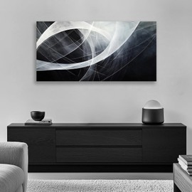 JLXART Modern Abstract Canvas Wall Art Framed Small Black and White Abstract Canvas Prints Geometric Art Home Decor for Living Room Decor Bedroom Office Size: 20 x 40 in