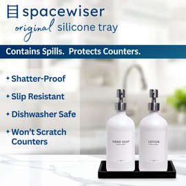 Spacewiser Countertop and Vanity Tray - 2 PC Small 7.7" Silicone Bathroom Trays, Kitchen Soap Tray, Dish Sponge Soap Holder Kitchen Sink Organizer Caddy, Bathroom Counter Trays for Lotion Dispenser