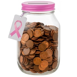 kitchentoolz Large Coin Bank Tip Jar with Slotted Silver Lid Holds Over $300 in Coins- Used for Piggy Bank and Raffle Ticket Drawing - Glass Money Jar Made in USA