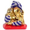 Purpledip Resin Idol Pagdi Ganesha: Glittering Stones Statue (11855)