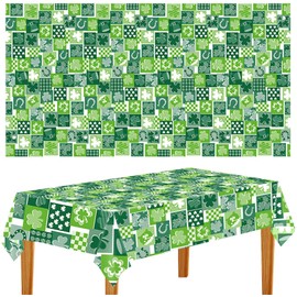 St patricks Day Decorations,2Pcs 54”x108” Shamrock Tablecloth Waterproof Irish Green Saint Patricks Table Cloth St patrick's Day Party decorations for Outdoor Indoor Dining Room Mantel Supplies(Green)