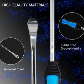 ZERINT 11.5" Tyre Spoon Dirt Bike Tyre Changer Spoons Tool Tyre Spoon Lever Iron Tool Kit for Motorcycle ATV Lawn Mower (3 Tyre Spoons + 3 Rim Protectors + 4 Valve Cores + 4 Valves Stem Caps +1 Valve)