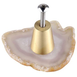mookaitedecor Set of 6 Drawer Knobs Natural Agate Brass Decoration Furniture Drawer Cabinet Knob Handle