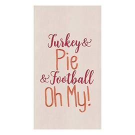 C&F Home Turkey & Pie & Football Oh My! Fall Harvest Autumn Embroidered (Not Printed) Flour Sack Kitchen Towel Decor Decoration 18" x 27" White