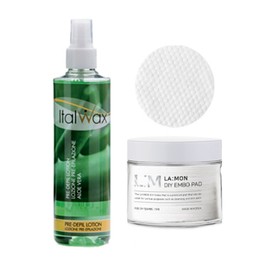 Lamont Italwax Oil Removal Free Waxing 250ml 3 types + Lamont DIY Embossing Pads 70 pieces, 1 set / 라몽 이탈왁스 유분기제거 프리 왁싱 250ml 3종 + 라몽 DIY 엠보싱 패드 70매입, 1세트