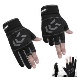 1 Pair Breathable Non-Slip Cycling Gloves Sports Gloves Men's Three Finger Fishing Gloves Shock-Absorbing Gloves with Velcro Fastening for Sports, Outdoor, Fishing, Cycling, Keep Warm