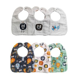 kammama Baby Bibs 3 pack 100% Cotton for 0-12 Months, Double Sided Dribble and Teething Bibs, Newborn Bibs Suitable for Babies 6-12 Months, Bibs 0-6 months 3 Layer Absorbent and Waterproof bibs