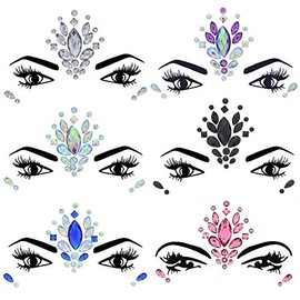 Zac's Alter Ego Pack of 6 Crystal Face Gems/Jewels - Summer Festival Body Art Unicorn Mermaid Bindi Rave Bohemian Party