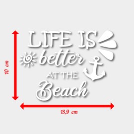 Car Sticker Life is Better at the Beach Saying Funny Rear Window Sticker Drivers Decor Tattoo Life Motivation Holiday Accessories Fun (White Gloss)