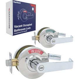 Commercial Door Handle Bathroom Door Lock in Chrome | Vacant Occupied Bathroom Lock | Commercial Door Lock for Public Bathroom & Restrooms in Industrial Buildings