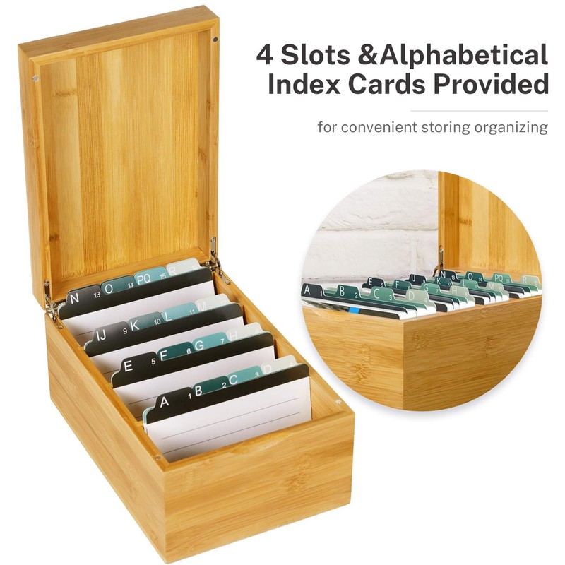 MaxGear Index Card Holder, 4 x 6Inch Wooden Business Card