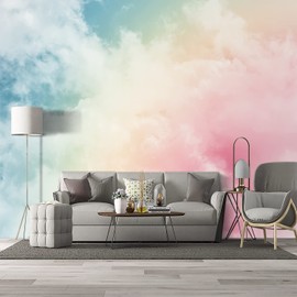 BZHXBZ - Colorful Cloud Wallpaper Aesthetic Room Decor Mural Home Bedroom Living Room tv Background Large Wall Mural - 91"x65" Not Peel and Stick