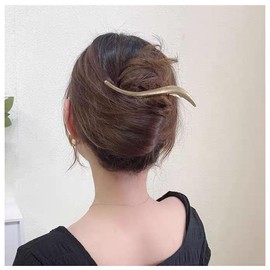 Allereya Simple Hair Clip Barrette Minimalist Side Clip Barrette Gold Metal Hair Clips Pin Metal Bobby Pins Hairpins Metal Alligator Hairpins Decorative Hair Accessories for Women(Gold2)