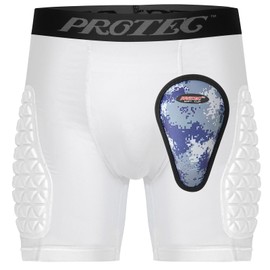 Youth Compression Padded Sliding Shorts with Soft Protective Athletic Cup Underwear for Baseball, Football , Lacrosse (White ,S)