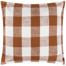 Yard Chesil Check Outdoor 100% Cotton Cushion Cover - Pecan - 50x50cm