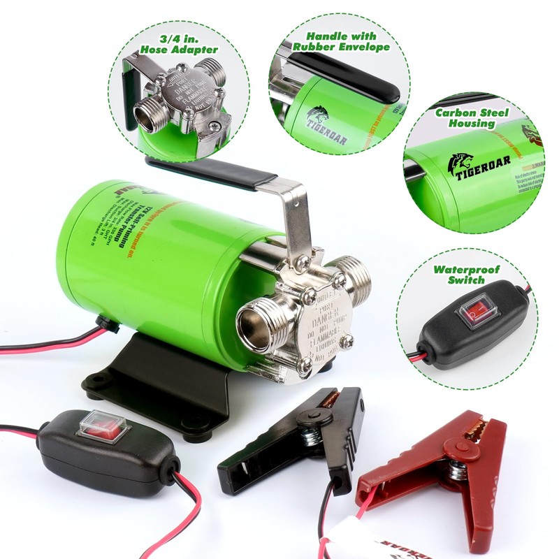 TIGEROAR 12V Water Pump Water Transfer Pump 330 GPH RV
