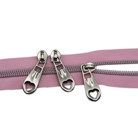 HOLSHUN #5 Zipper Sliders Zipper Pull Silver Heart 30pcs - Heavy Duty Brass Pulls for Nylon Coil Zippers Replacement, Luxury Bag Hardware, Luggage & DIY Craft Supplies